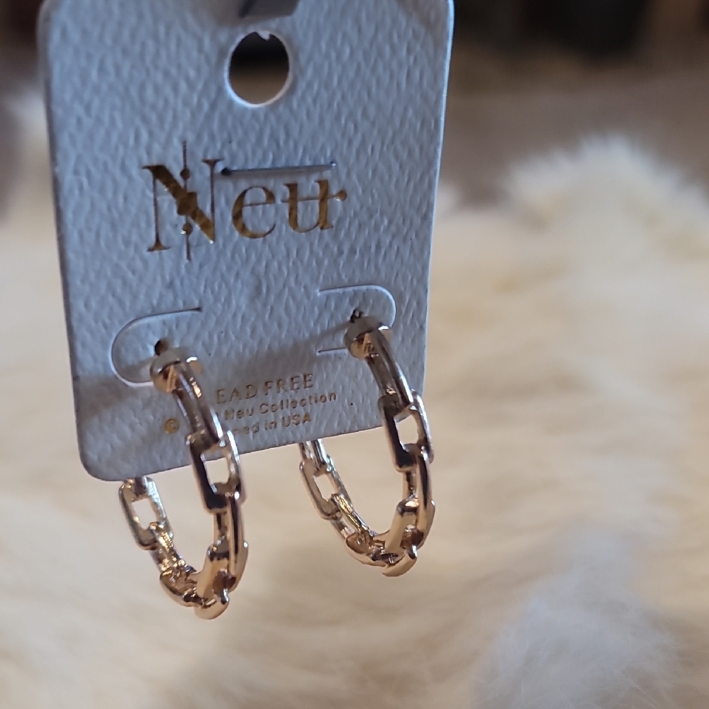 Gold Bamboo Style Hoop Earrings
